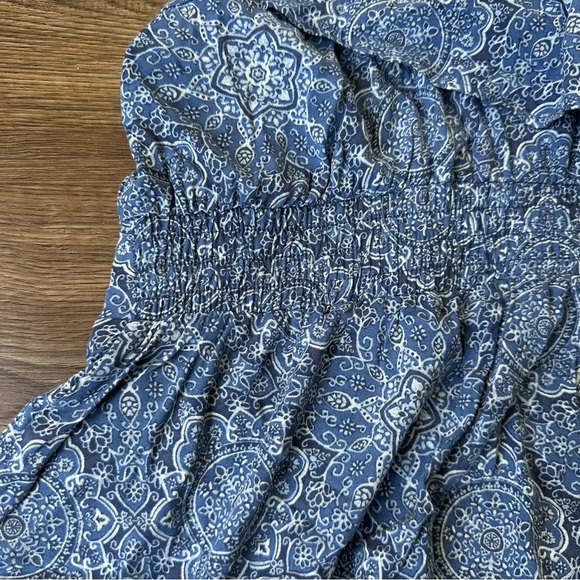 Torrid Challis Off The Shoulder Romper Size 2 2X 18-20 Blue Medallion Stretch - Picture 11 of 11